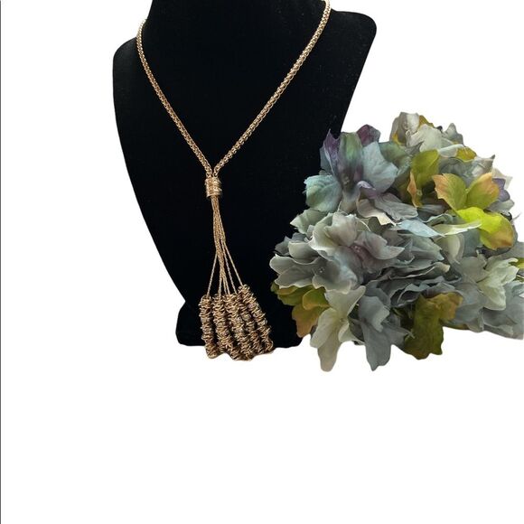 Dana Buchman Gold Tone Cubic Zirconia Stone Statement Necklace - Picture 4 of 8